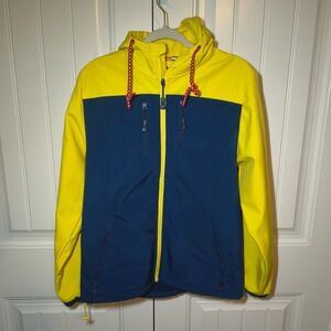 Princess Cruises Mens Yellow Navy Blue‎ Softshell Hooded Jacket Fleece Lined Med